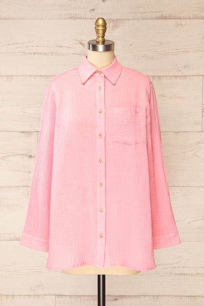Remington Pink Long Translucent Shirt | La petite garçonne front view