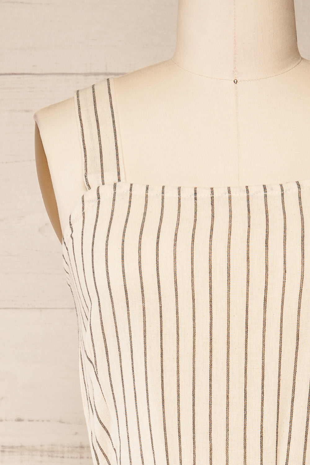 Rendur Striped Romper w/ Pockets | La petite garçonne front close-up
