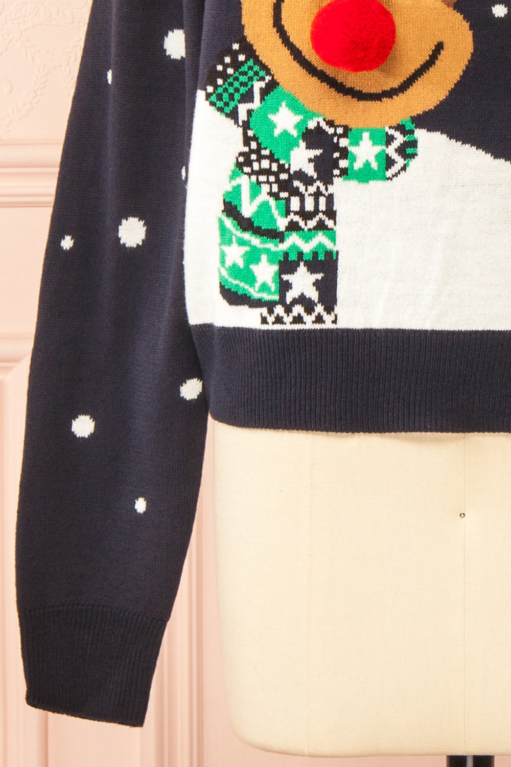Renmark Navy Sweater with Reindeer | Boutique 1861 sleeve 