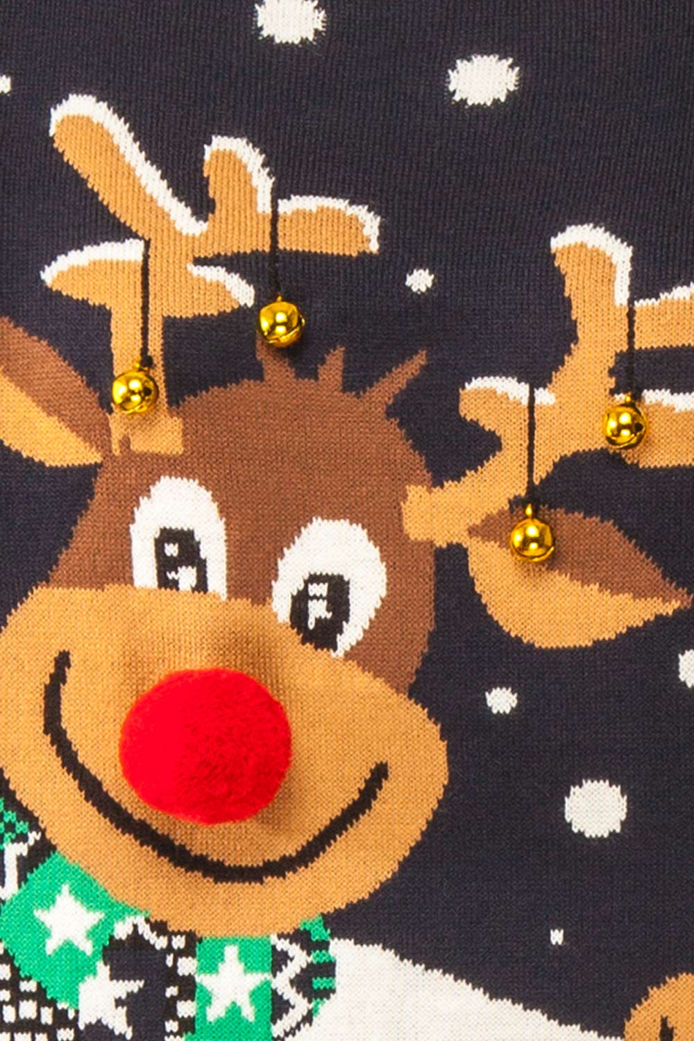 Renmark Navy Sweater with Reindeer | Boutique 1861 details  