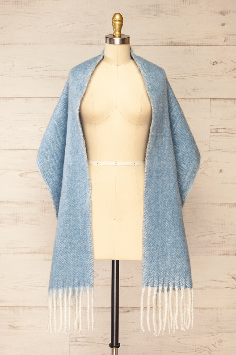 Requi Blue Oversized Soft Knit Scarf | La petite garçonne shawl view