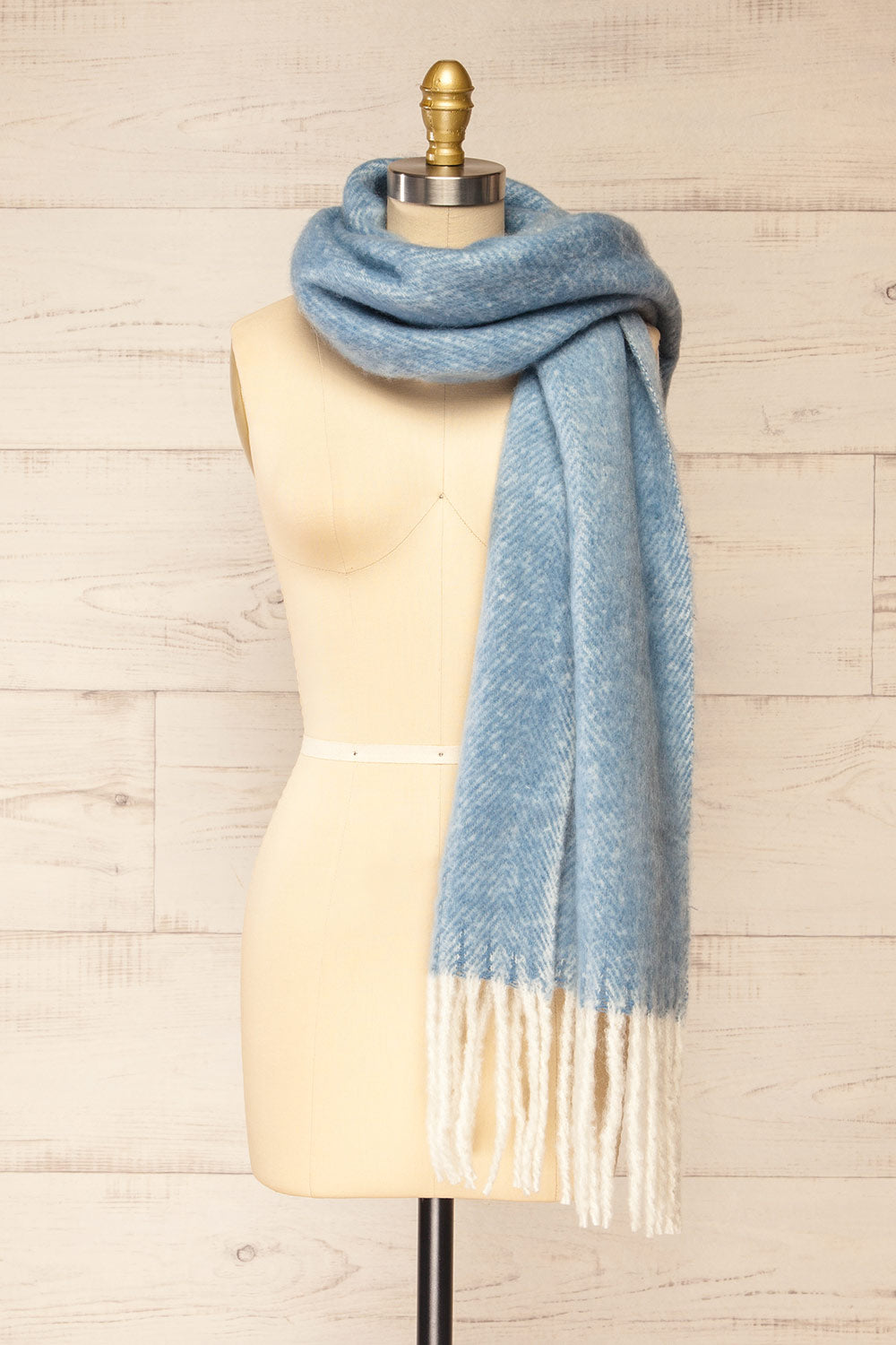 Requi Blue Oversized Soft Knit Scarf | La petite garçonne side view