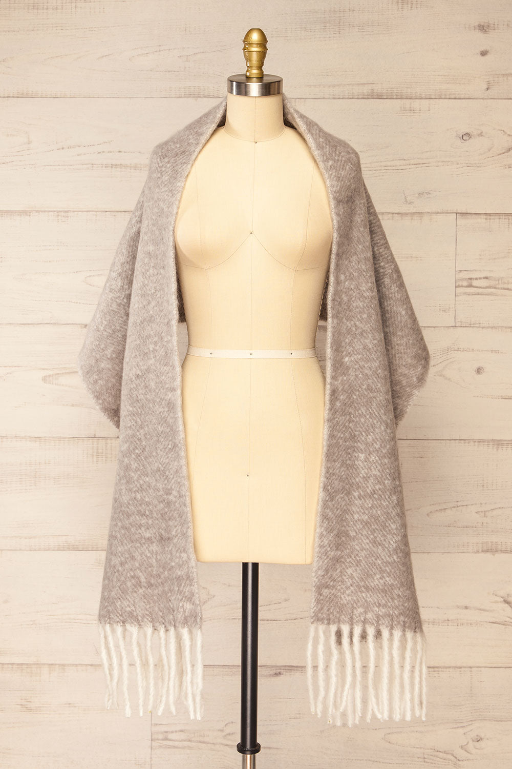 Requi Grey Oversized Soft Knit Scarf | La petite garçonne shawl view