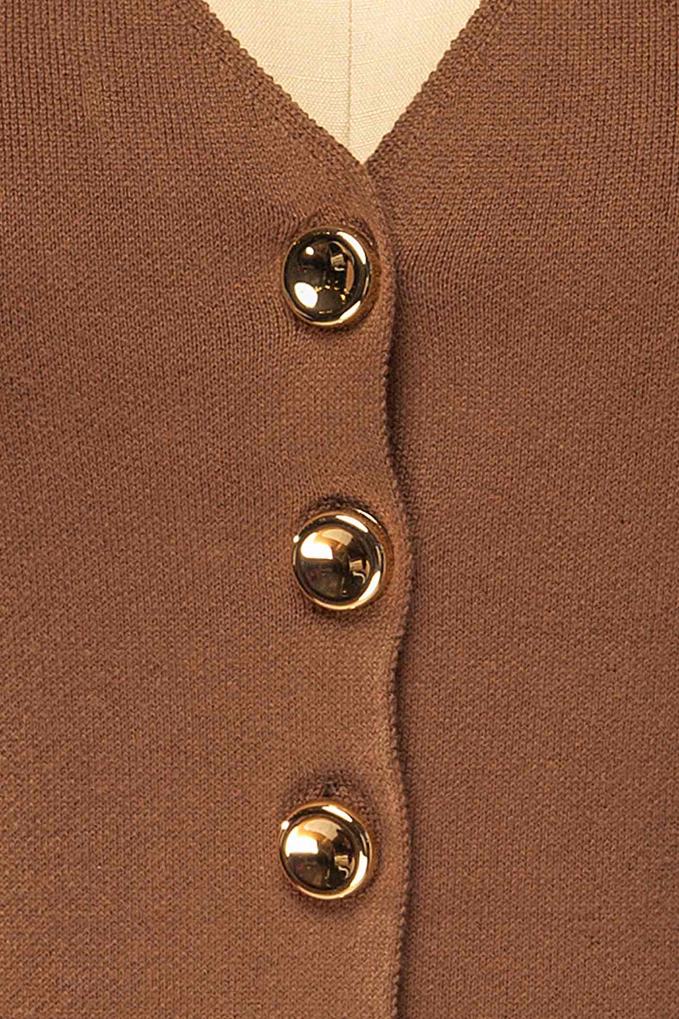 Rewari Brown | Knitted Vest with Golden Buttons