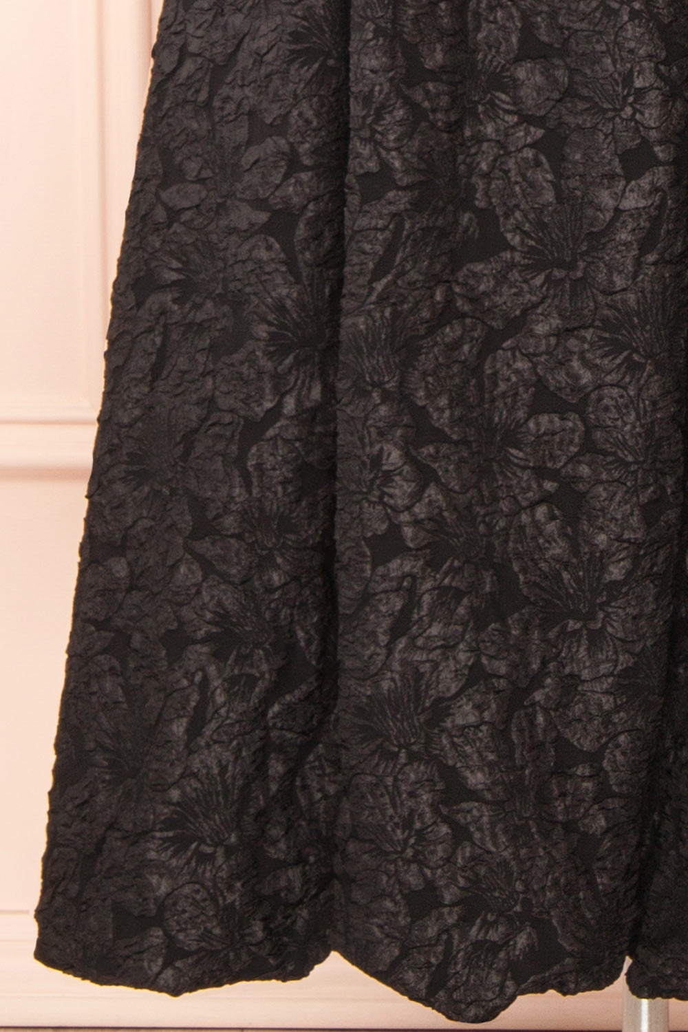 Reyna Black Long Textured Floral Dress | Boutique 1861 bottom