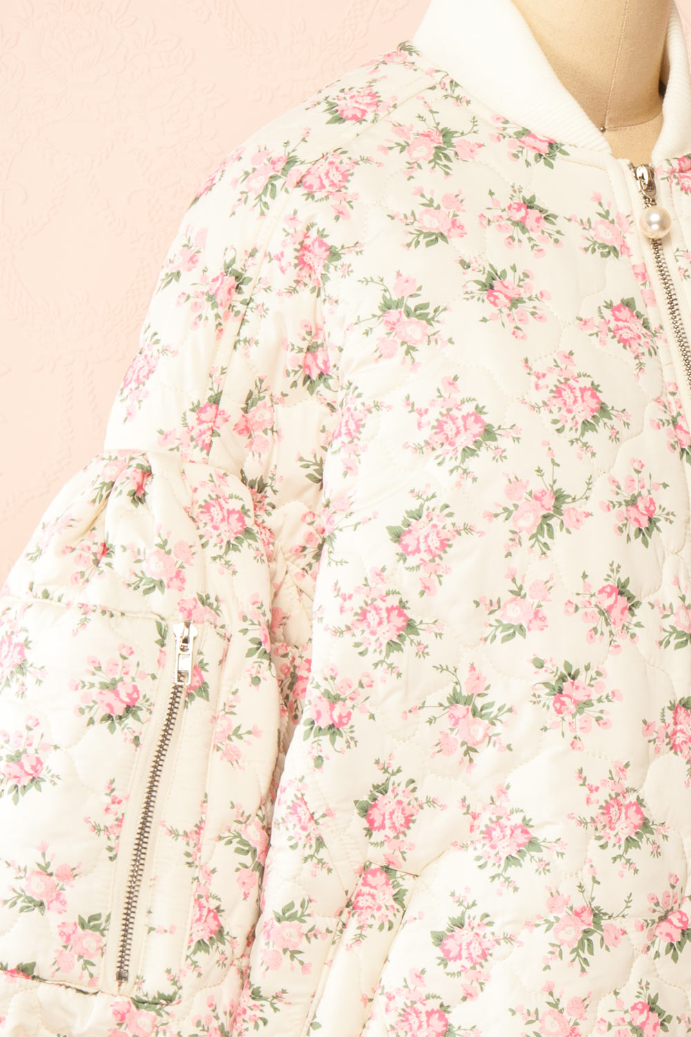 Rheane Oversized Quilted Floral Jacket | Boutique 1861 side close-up