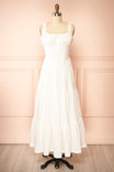 Frontview of Rhianon Ivory Maxi A-Line Dress on a mannequin from boutique 1861