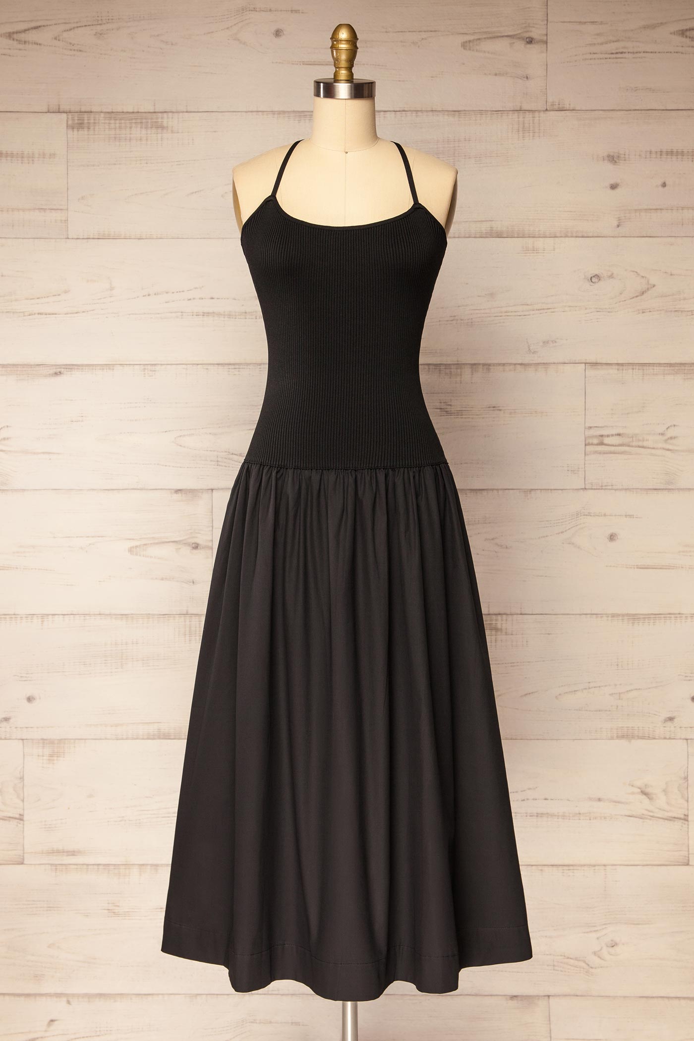 Rhory | Black Midi Dress with Open Back