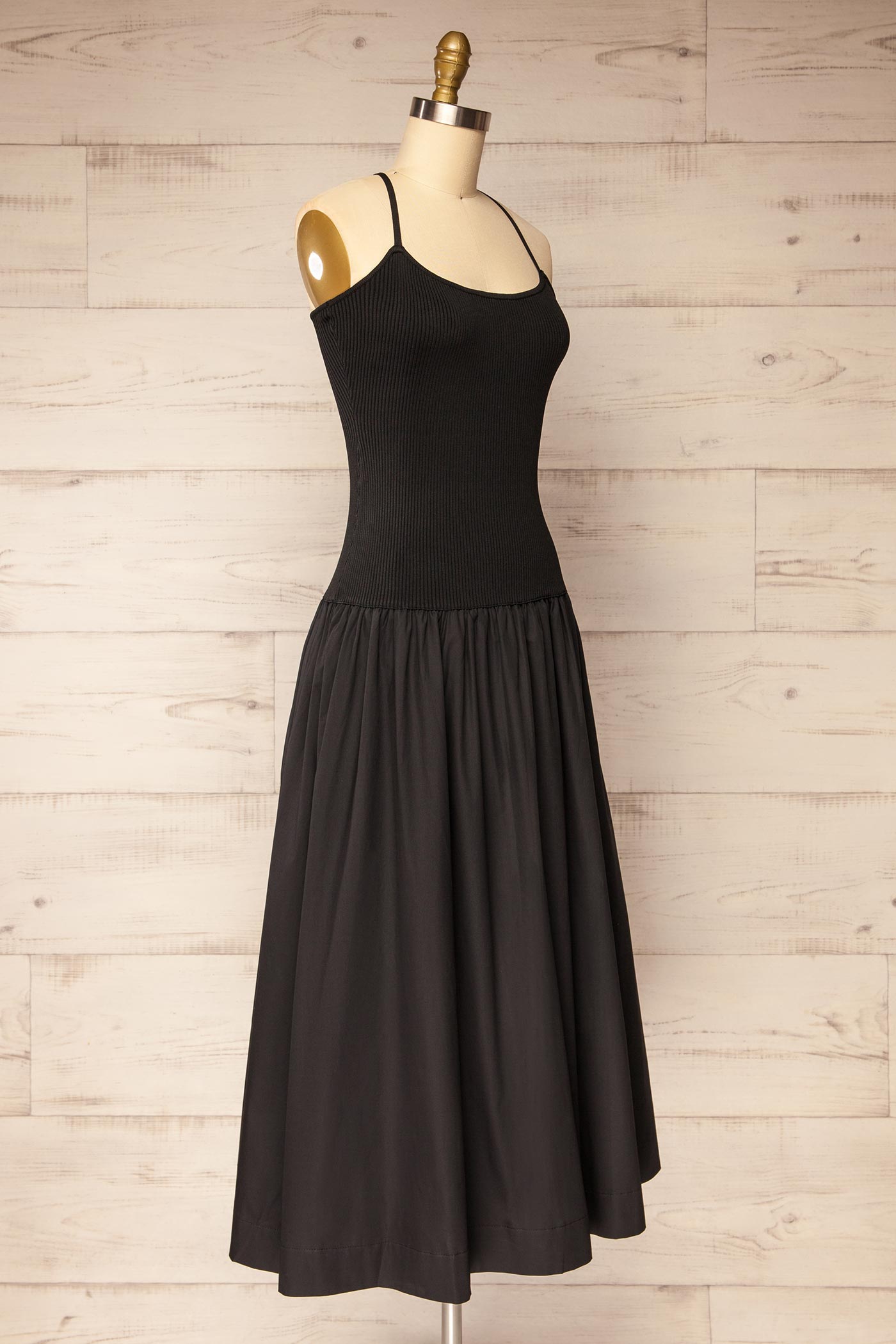 Rhory Black Midi Dress with Open Back | La petite garçonne