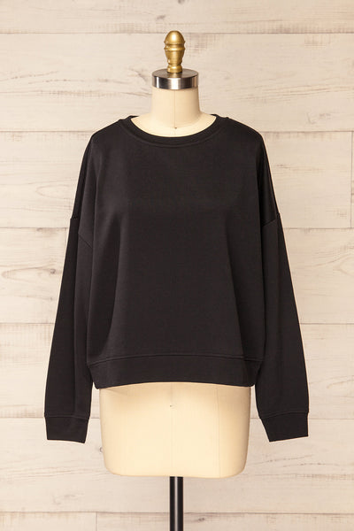 Rikuzen Black Oversized Sweater | La petite garçonne front view