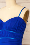 Rilievo Bleu Ruched Fitted Midi Dress | La petite garçonne  side