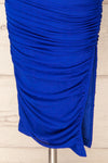 Rilievo Bleu Ruched Fitted Midi Dress | La petite garçonne  bottom