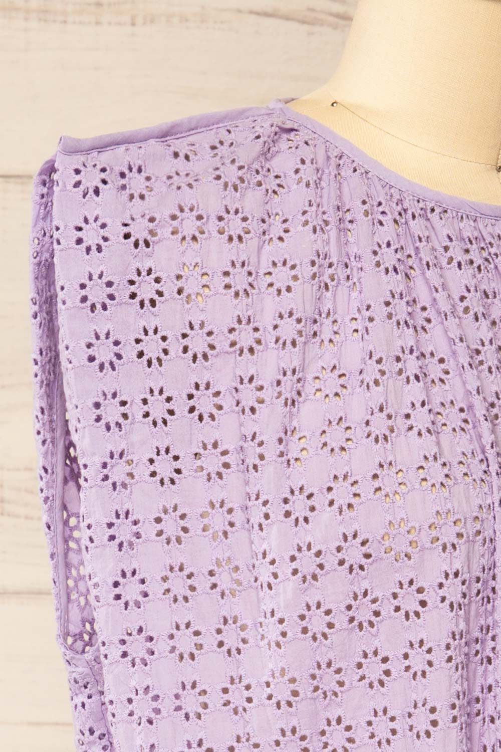 Risborough Lilac Boxy Top w/ Openwork Embroidery | La petite garçonne side