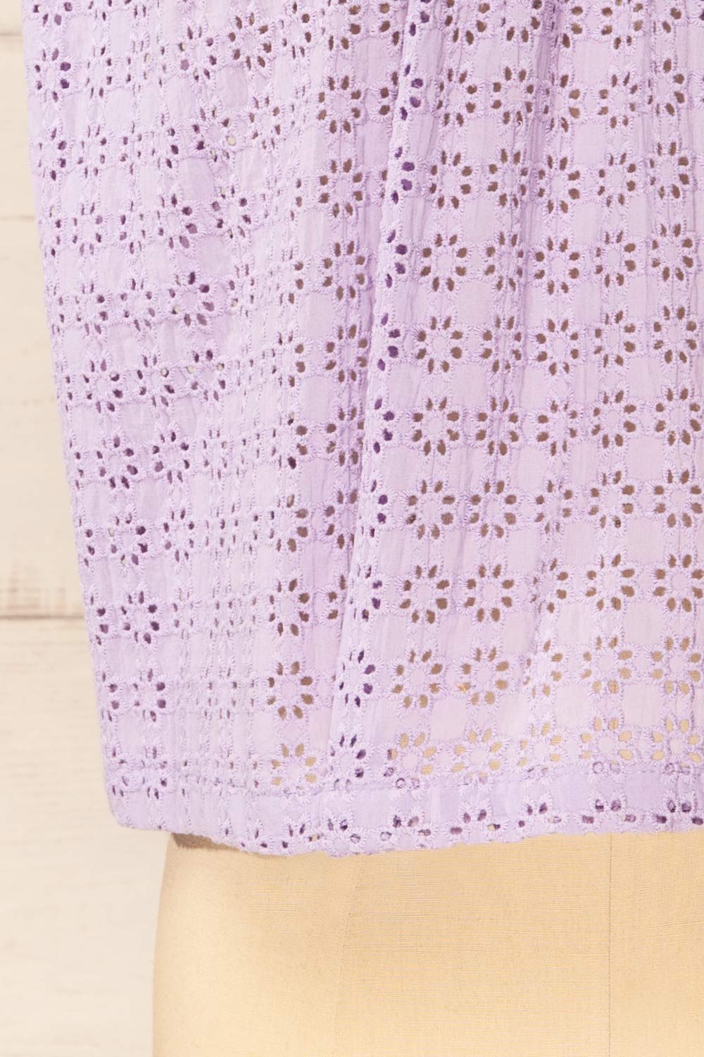 Risborough Lilac Boxy Top w/ Openwork Embroidery | La petite garçonne bottom