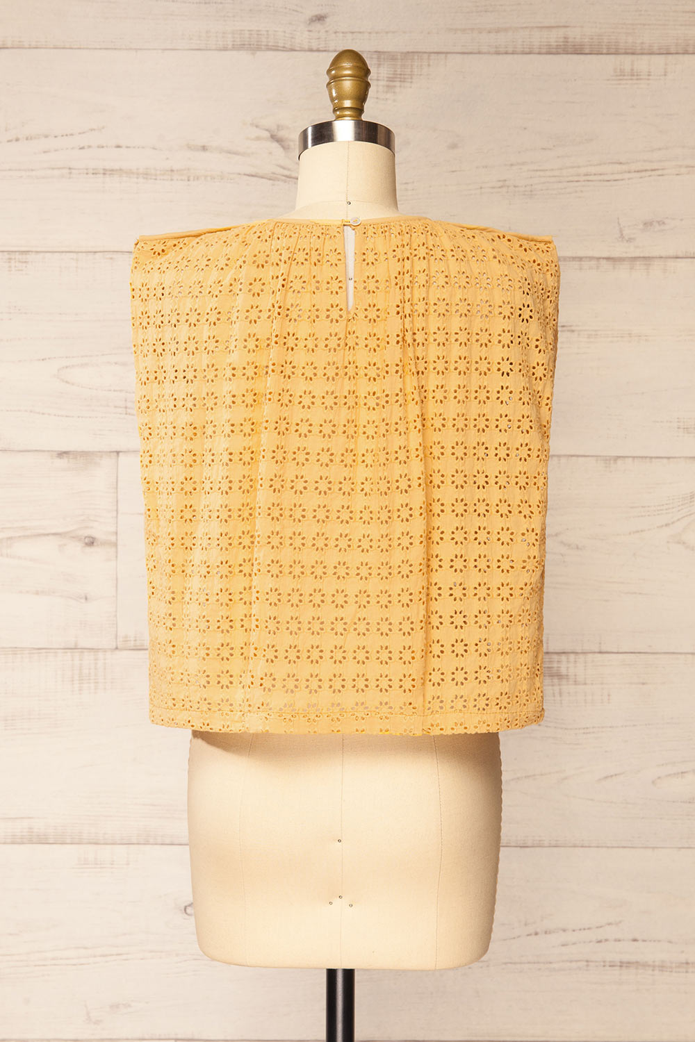 Risborough Yellow Boxy Top w/ Openwork Embroidery | La petite garçonne back view