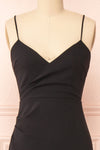 Rita Black Mermaid Dress w/ Thin Straps | Boutique 1861 front close-up