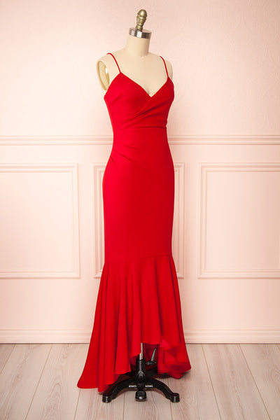 Rita Red Mermaid Dress w/ Thin Straps | Boutique 1861 side view