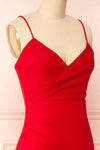 Rita Red Mermaid Dress w/ Thin Straps | Boutique 1861 side close-up
