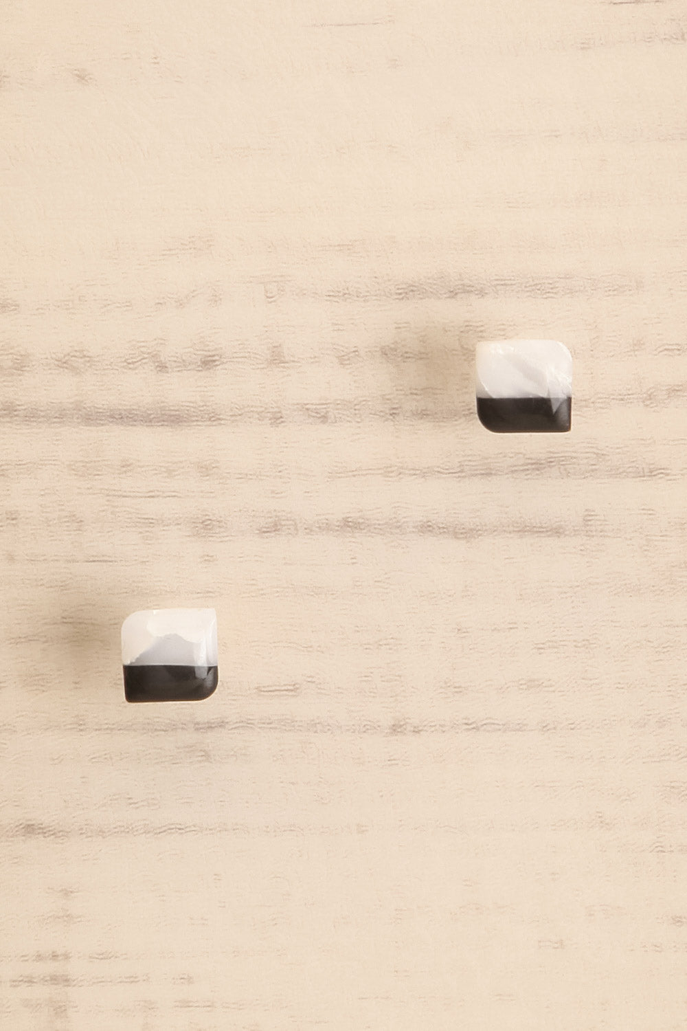 Riven Black Square Stud Earrings | La petite garçonne close-up