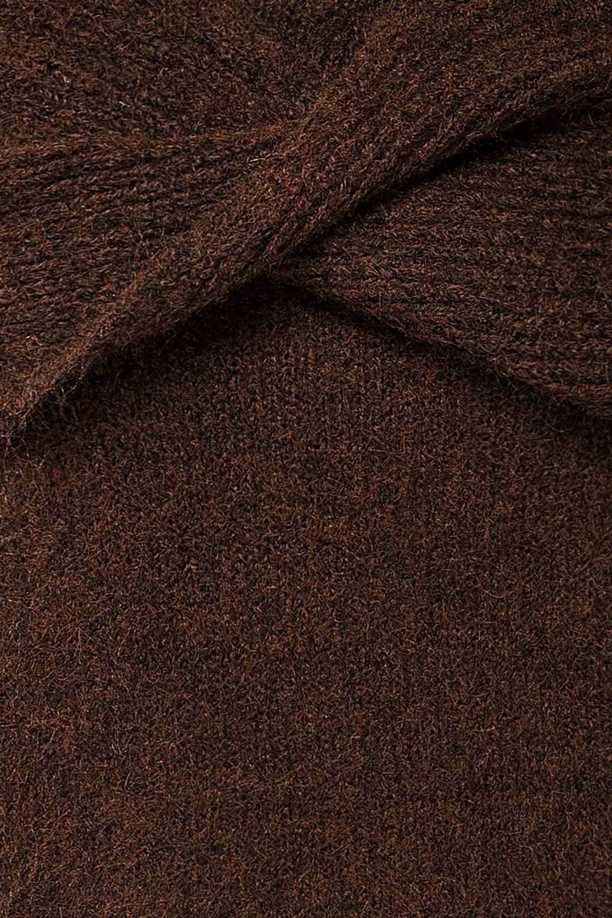 fabric view of Rocha Brown Off-the-Shoulder Knit Sweater at La petite garçonne
