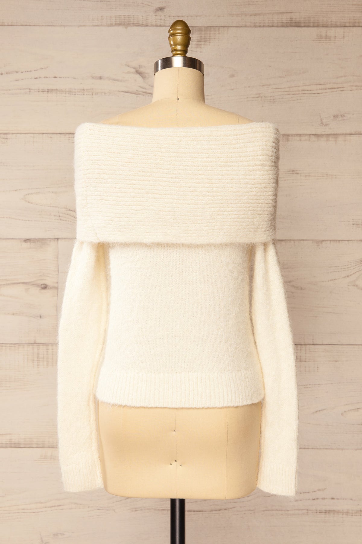 back view of  Rocha Ivory Off-the-Shoulder Knit Sweater at La petite garçonne
