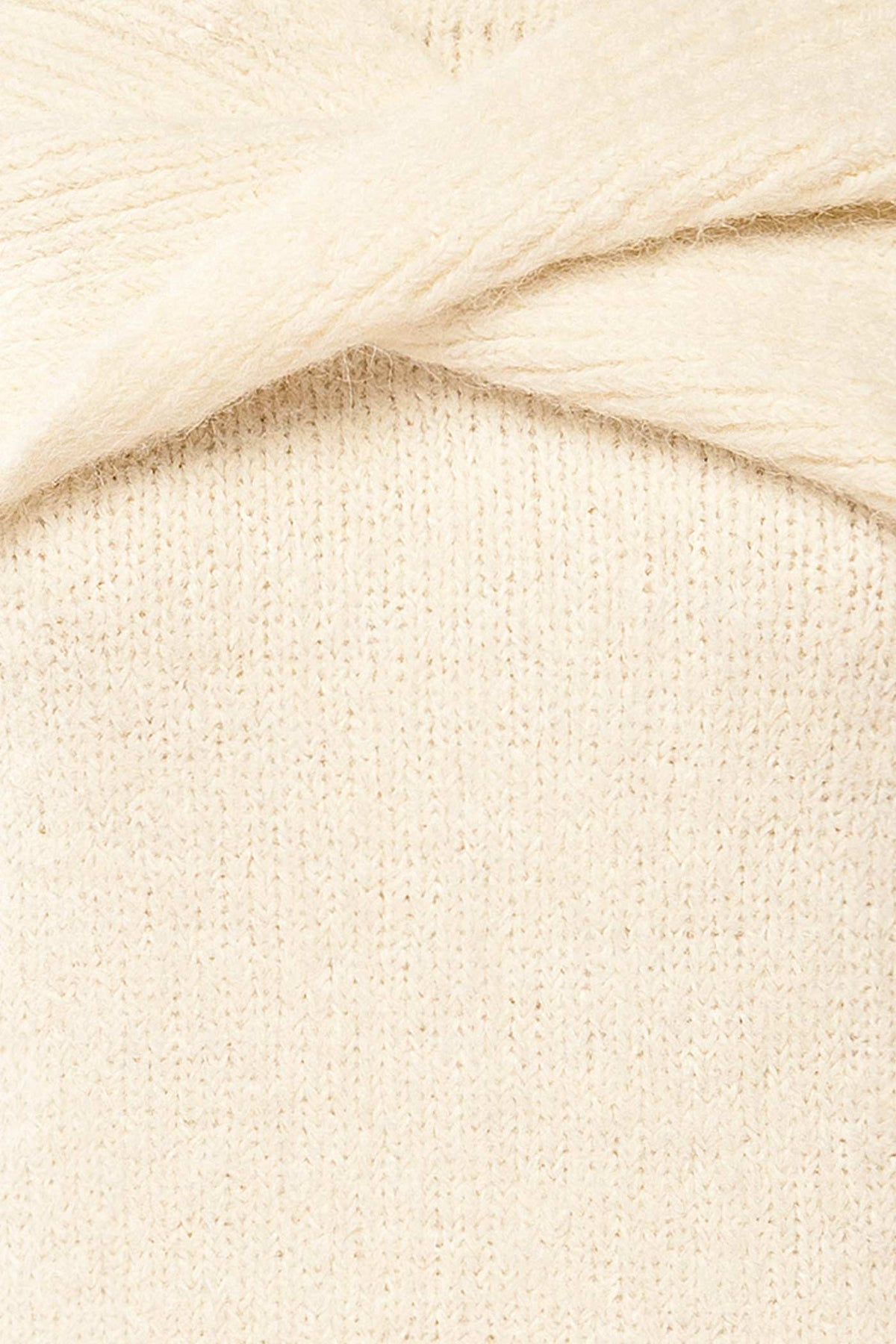 fabric view of  Rocha Ivory Off-the-Shoulder Knit Sweater at La petite garçonne