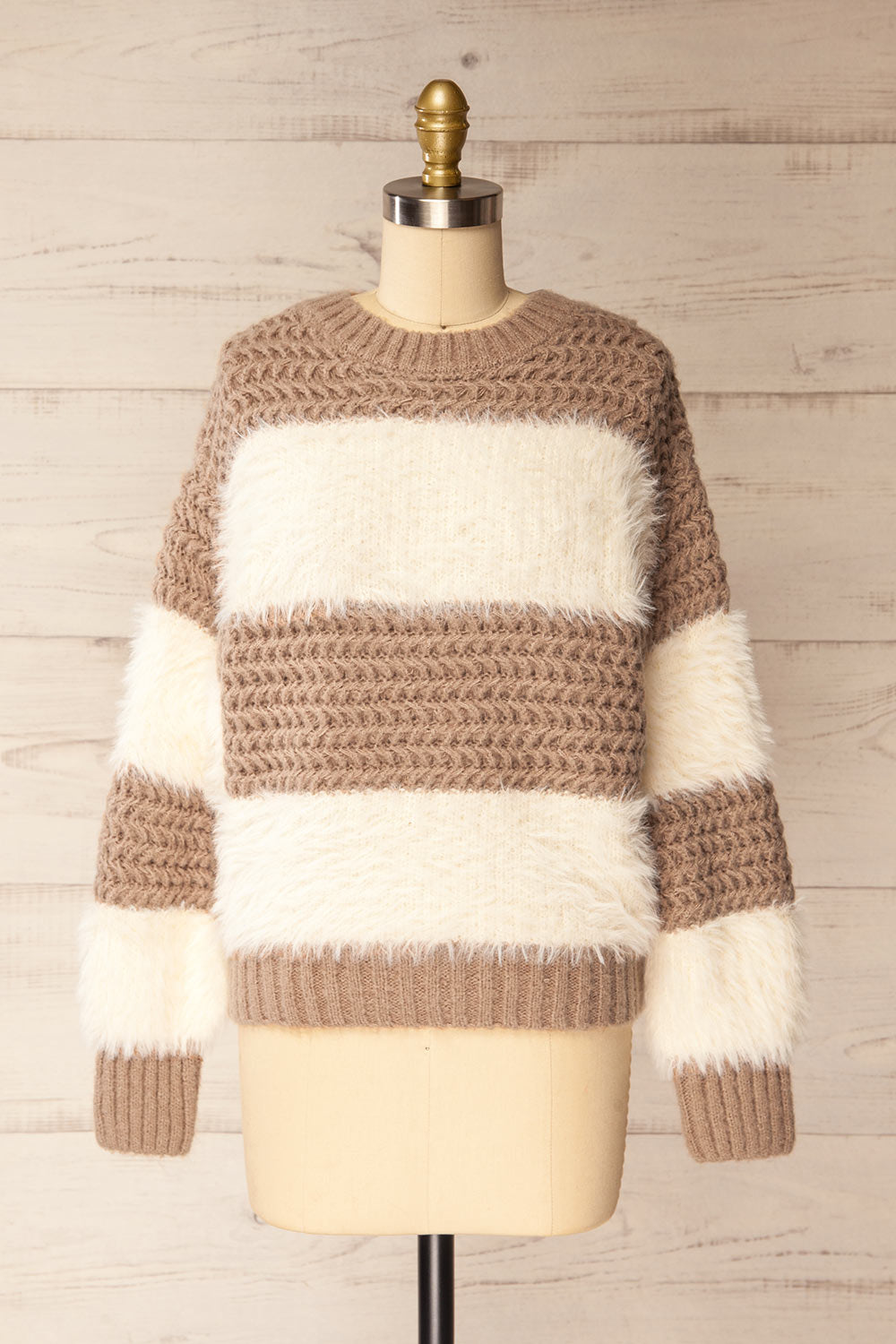 Rochefort Striped Fuzzy Knit Sweater | La petite garçonne front view