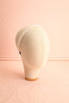 Rochelle White Satin Headband w/ Pearls | Boutique 1861 head view