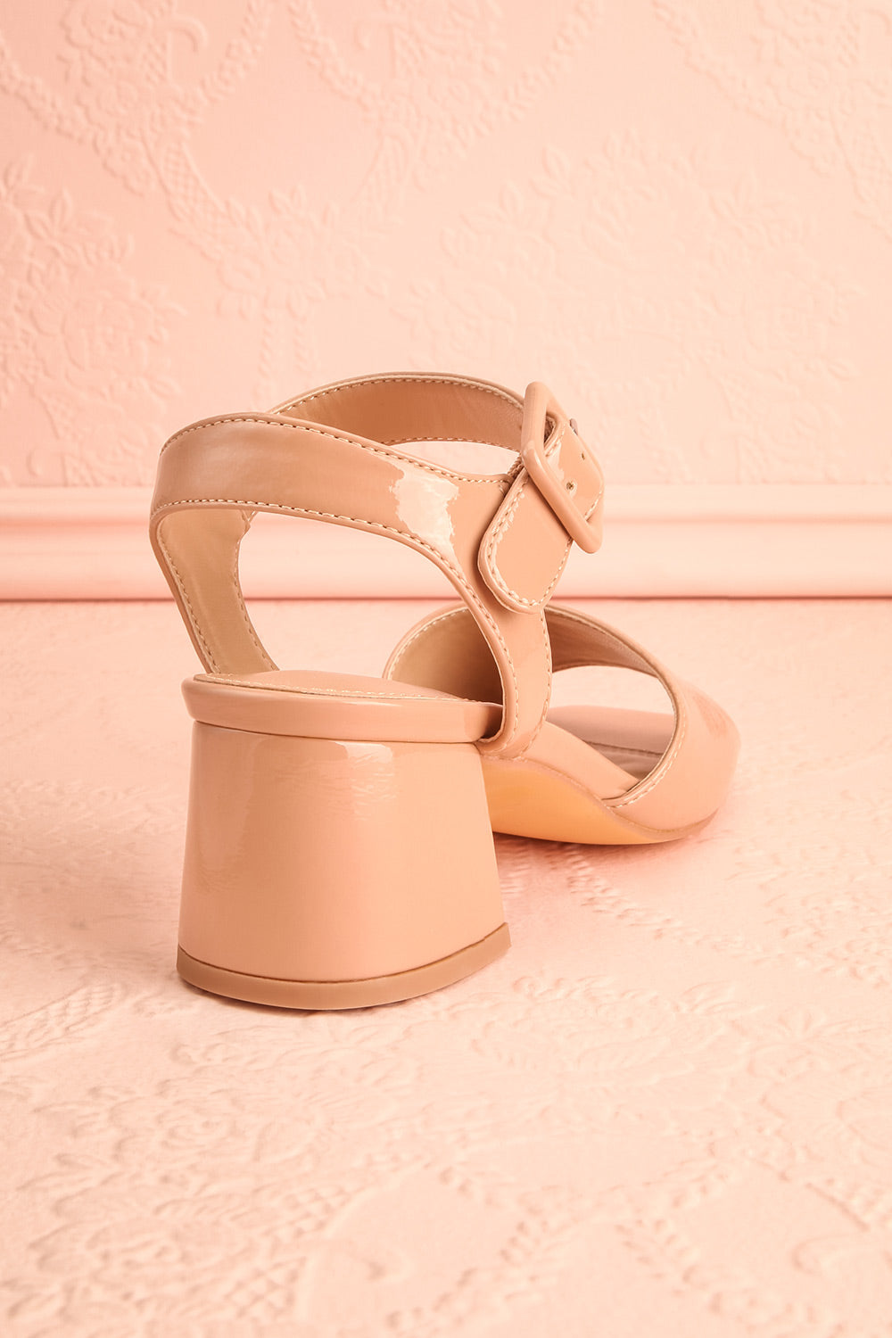 Rocita Beige Glossy Heeled Sandals | Boutique 1861 back view