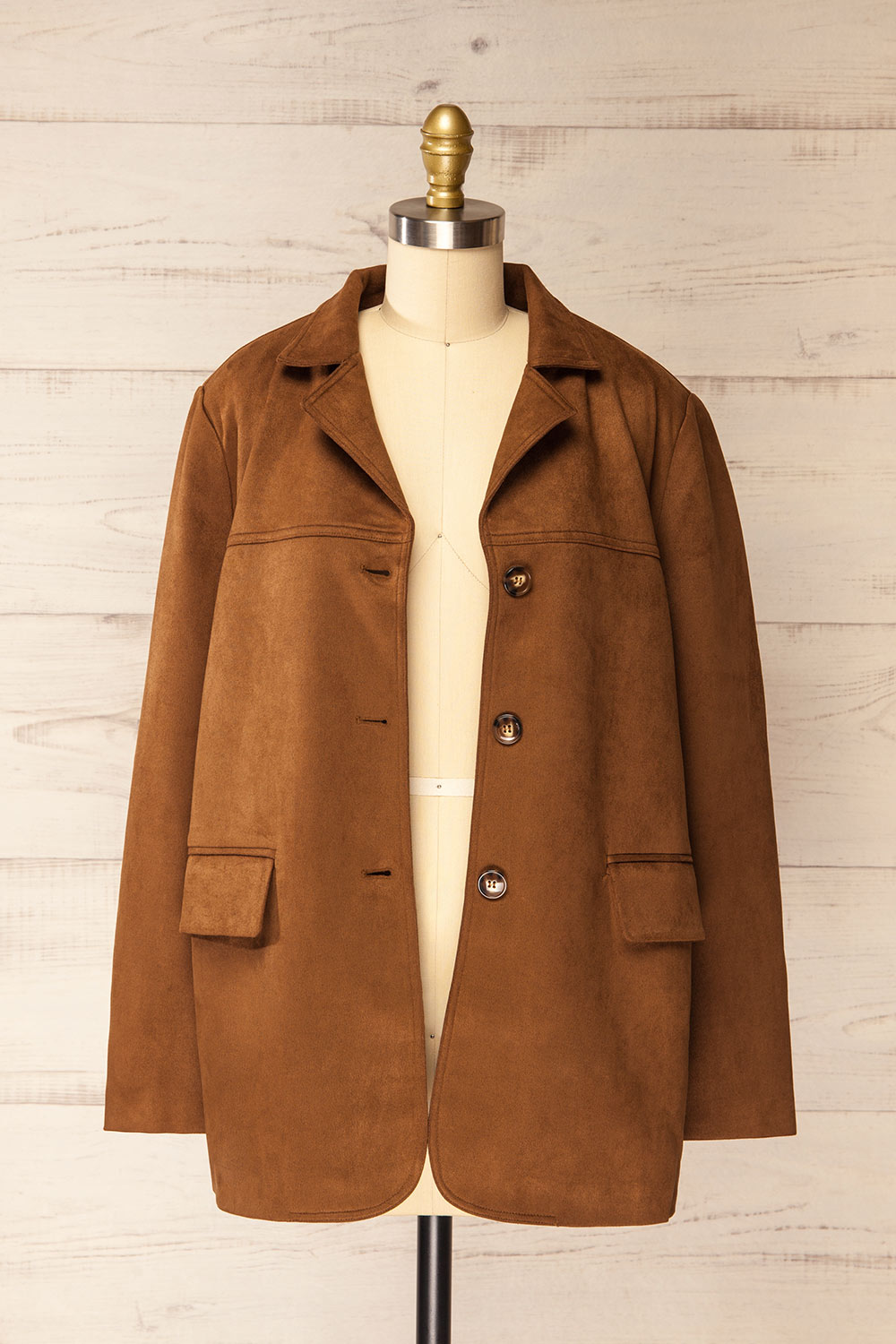 Rodhe Brown Semi-Suede Jacket | La petite garçonne open view