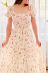 Mariette | Maxi Floral A-Line Dress- boutique 1861on model close up