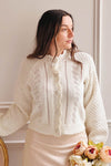 Monethalie | White Openwork Knit Cardigan- Boutique 1861 on model