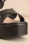 Rolly Black Wedge Sandals | La petite garçonne front close-up