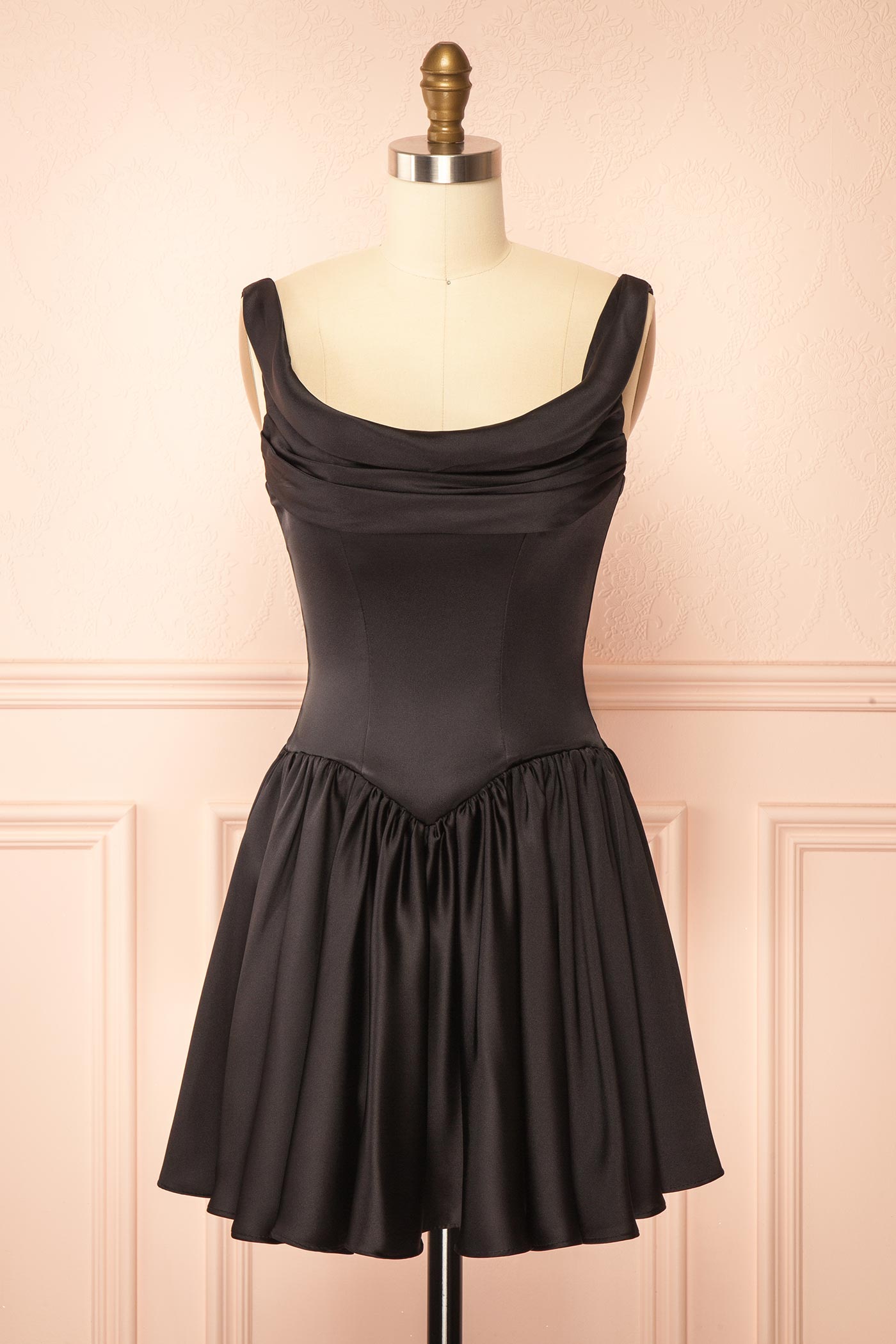 Romia Black | Satin Short Corset Dress