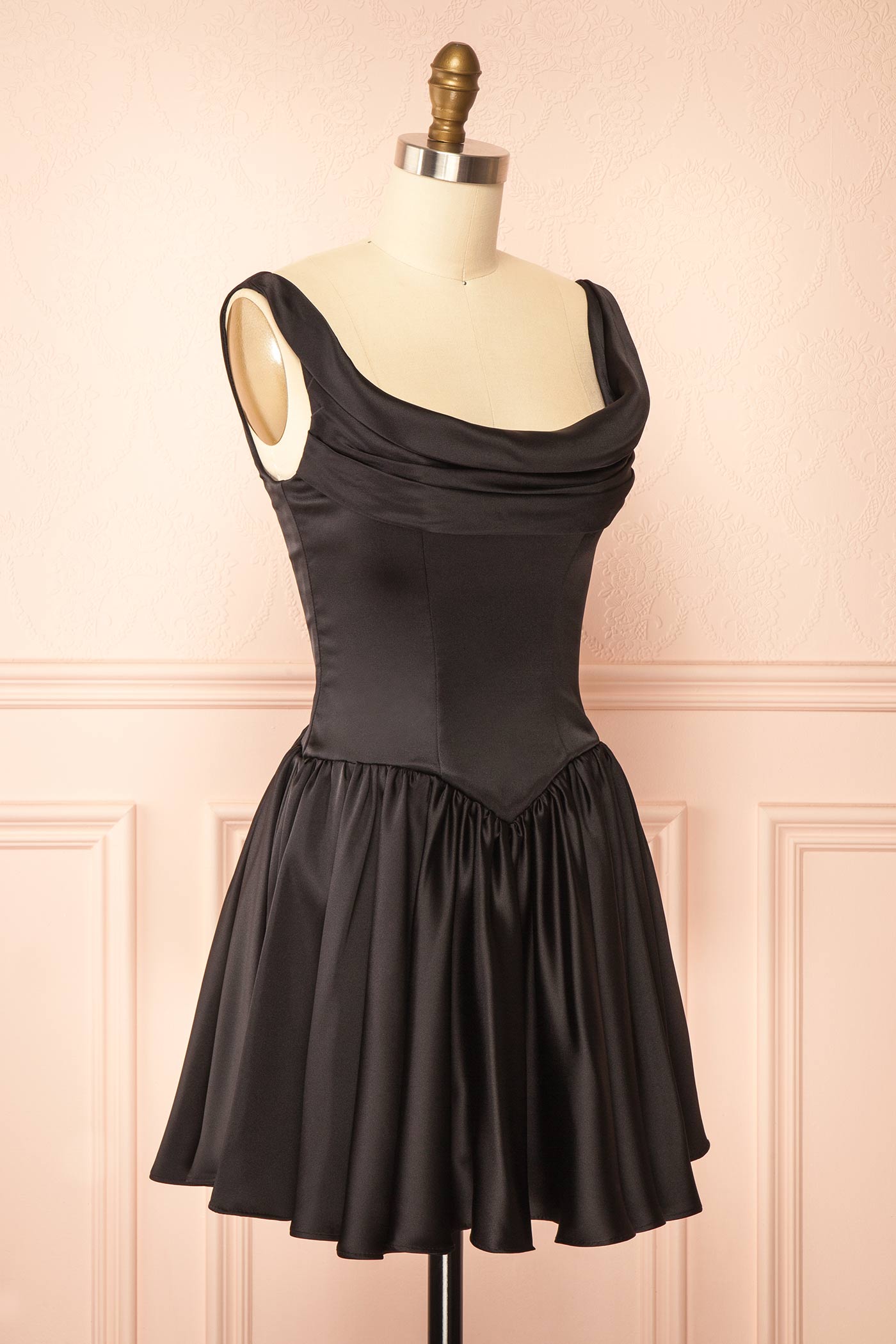 Romia Black | Satin Short Corset Dress