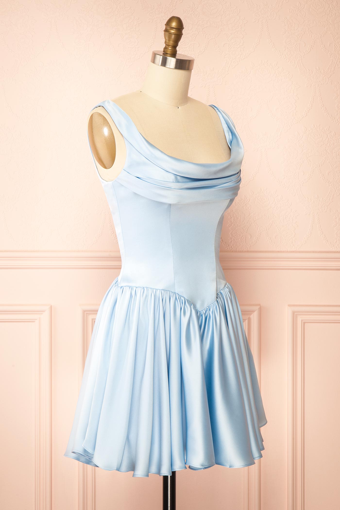 Romia Bleu Pâle | Robe Corset Courte en Satin