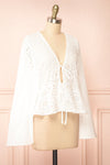 Romilly White Openwork Lace Long Sleeve Top | Boutique 1861 side view