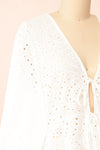 Romilly White Openwork Lace Long Sleeve Top | Boutique 1861 side close-up