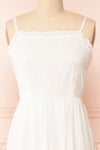 Ronisia White Midi Dress w/ Openwork | Boutique 1861 front close-up