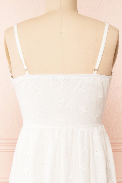 Ronisia White Midi Dress w/ Openwork | Boutique 1861 back close-up