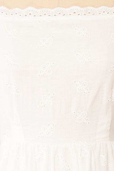 Ronisia White Midi Dress w/ Openwork | Boutique 1861 fabric