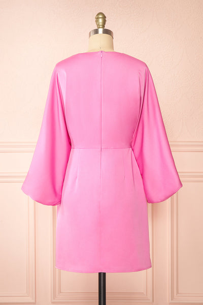 Rosalyn Short Pink Dress w/ Puffy Sleeves | Boutique 1861 back view