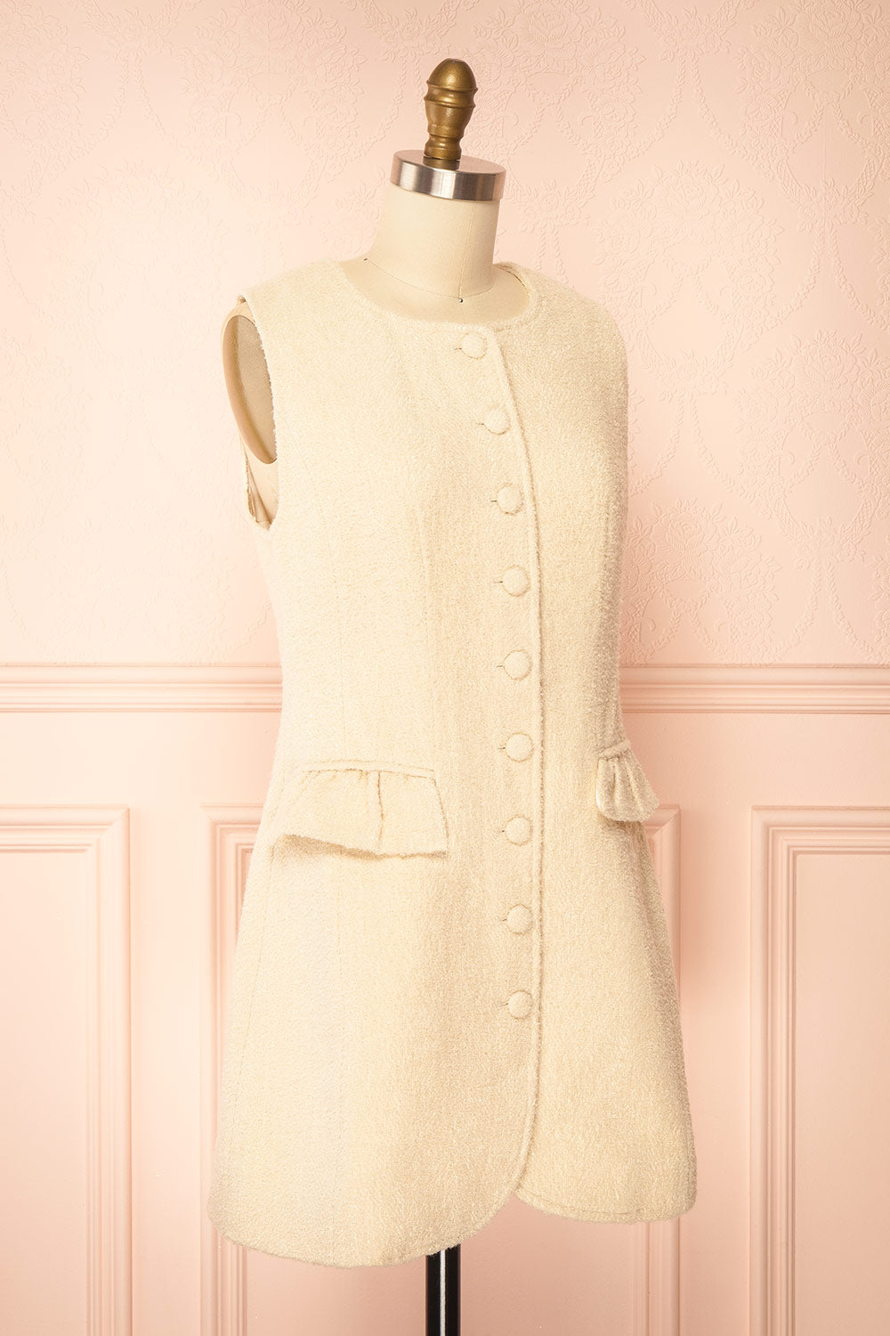 Rosamund Short Button-Up Tweed Dress with Pockets | Boutique 1861 side view