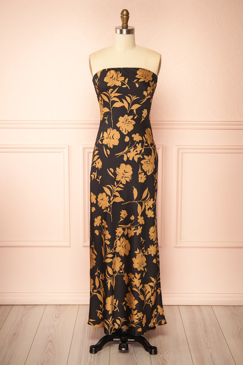 Roseana | Floral Satin Strapless Dress