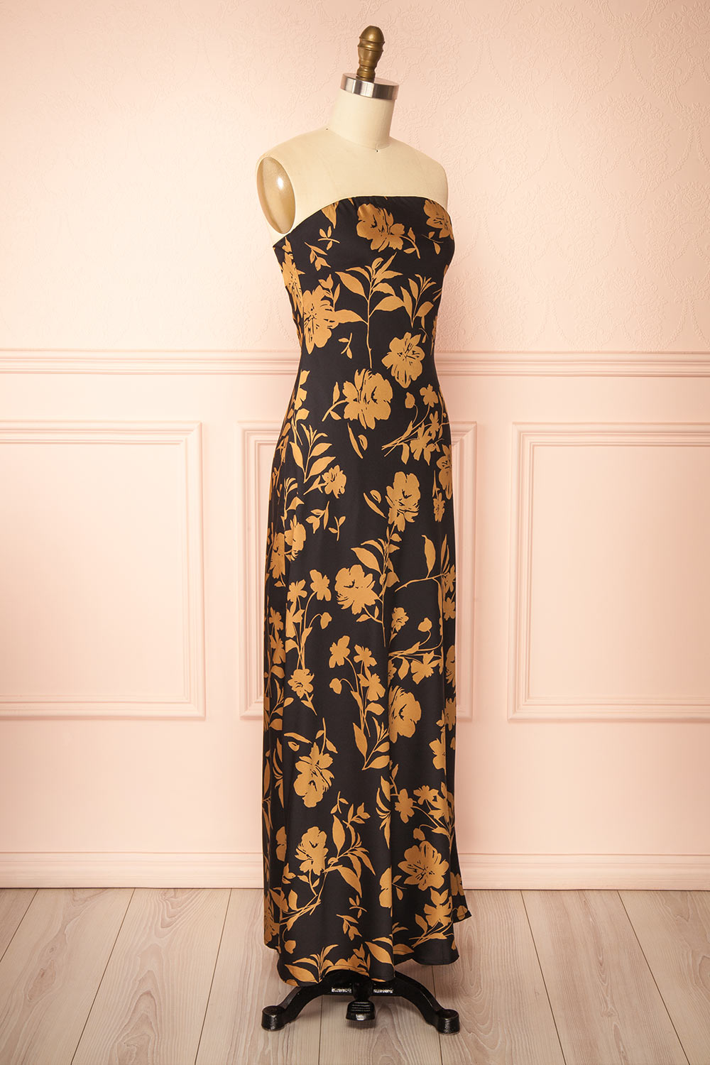 Roseana | Floral Satin Strapless Dress