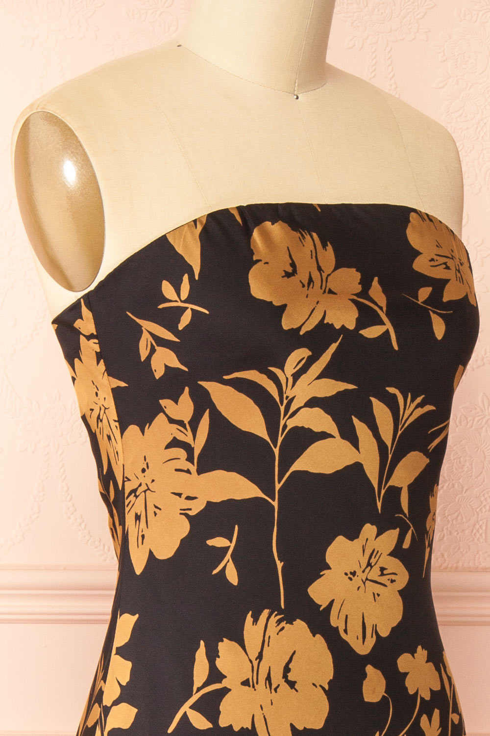 Roseana | Floral Satin Strapless Dress