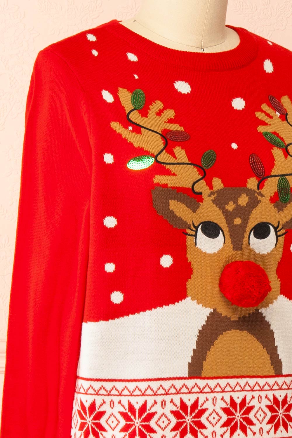Rosebery Christmas Red Sweater with Reindeer | Boutique 1861 side