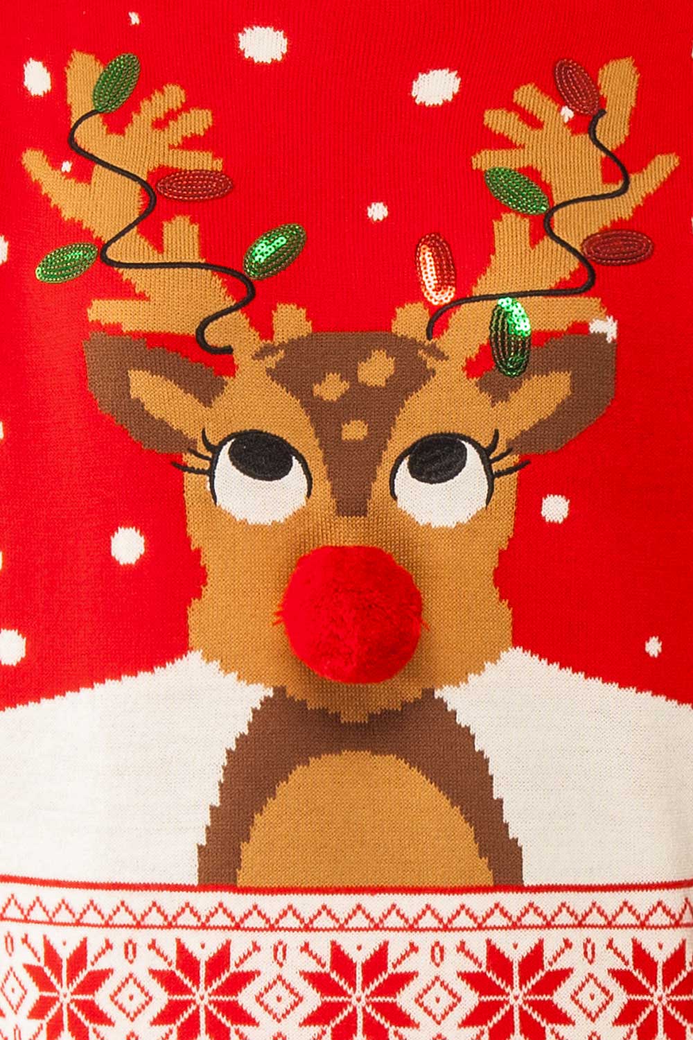 Rosebery Christmas Red Sweater with Reindeer | Boutique 1861 details  