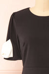 Rosette Short Black Dress w/ White Bows | Boutique 1861 front