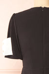 Rosette Short Black Dress w/ White Bows | Boutique 1861 back